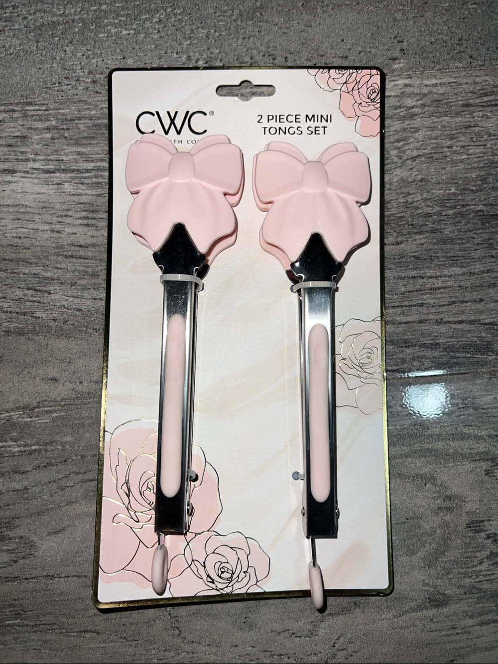 CWC Pink Bow 2-Piece Mini Tongs Set